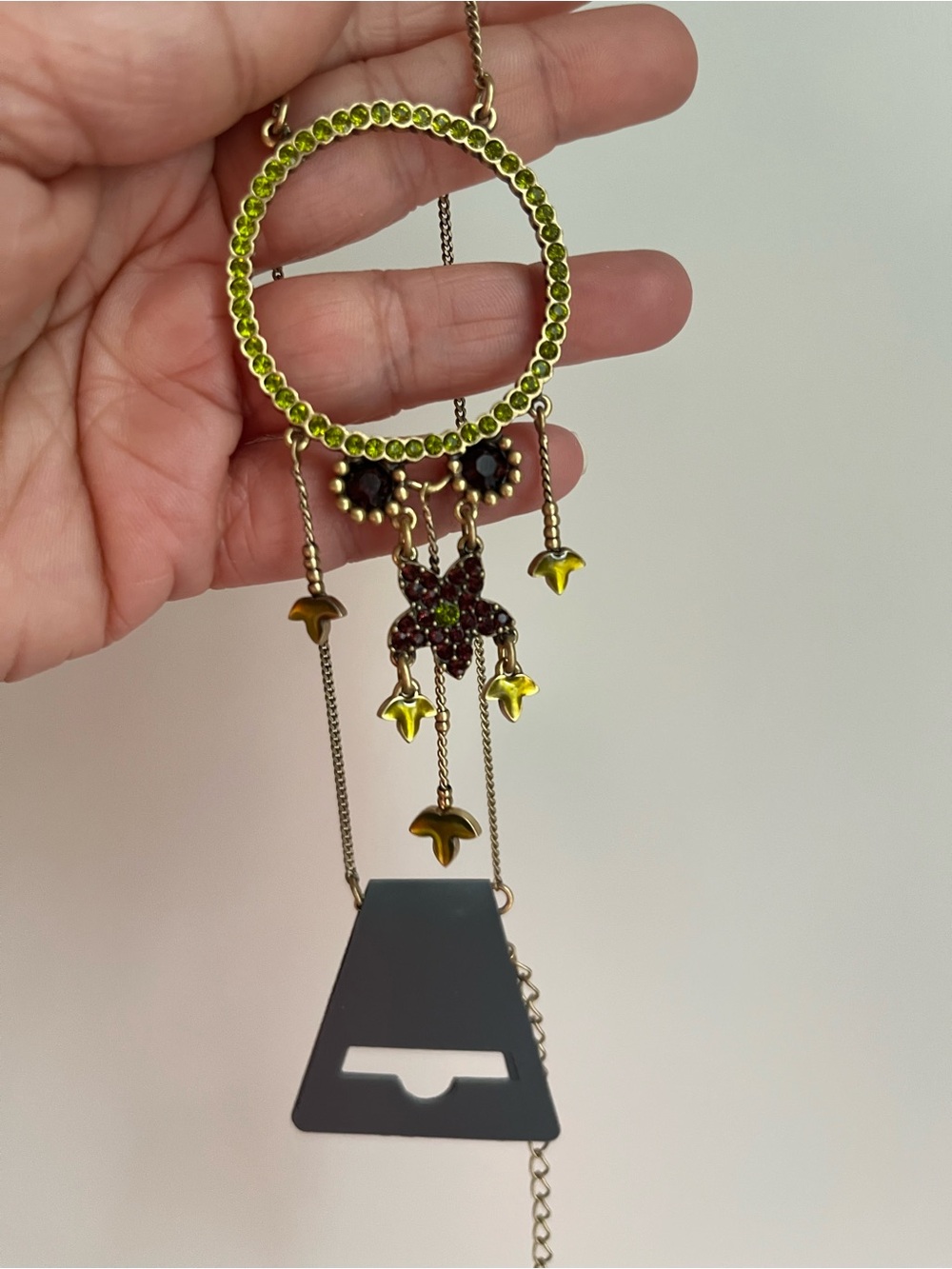 Pilgrim Lime Green Crystal Circle Pendant Necklace
